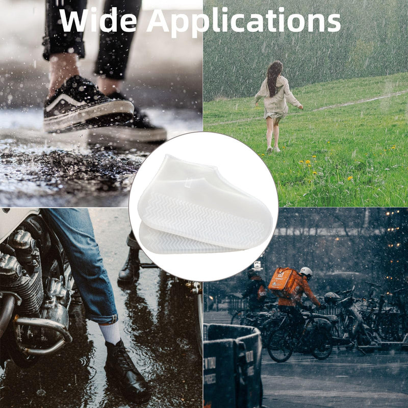 Waterproof Shoe Covers 2 Pairs,Rain Shoe Covers Reusable Silicone Non Slip Shoe Covers for Outdoor,Rain Shoe Covers for Women and Men (Clear, Large) Clear