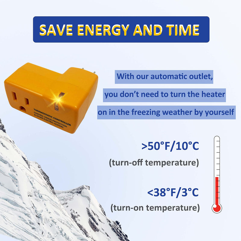 MAXKOSKO Freeze Thermostatically Controlled Outlet，Automatically Turn On Below 38 °F and Off Over 50 °F 1
