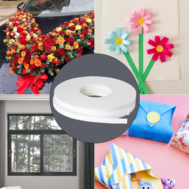 2 Roll of White Double Sided Foam Tape,PE Foam Tape，White Mounting Adhesive Tape (1/8 Inch by 50 Feet) 1/8 Inch (3mm)