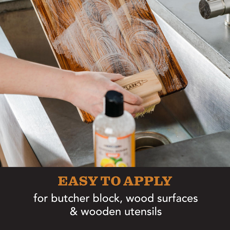 CLARK'S Cutting Board Organic Soap - Cleaner for Butcher Block, Countertop and Utensils - Enriched with Natural Orange & Lemon Extracts - Cleans and Restores Wood - Use Before Food Safe Mineral Oil Orange-Lemon