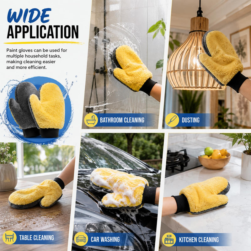 10 Pcs Paint Mitt Gloves Cleaning and Dusting Mitt with Thumb Painter and Decorating Gloves Reusable Coral Fleece Car Wash Mitt Deck Stain Applicator for Painter Decorators