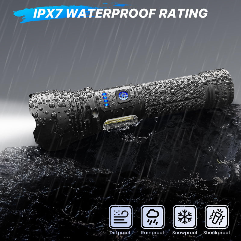 THY TRY Rechargeable Flashlight 90,000 High Lumens, 2 Pack Bright Flashlights with 7 Modes, Powerful Flash Light for Home, Hiking, Camping