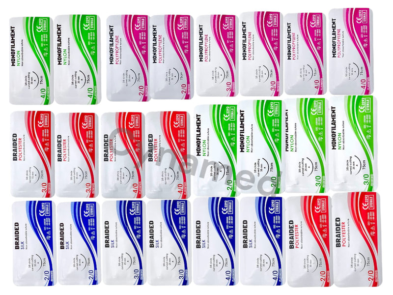 Premium Practice Sutures |Sutures Thread with Needle (24 Mixed 2/0,3/0,4/0) | for Nursing & Veterinary Students Suture Training | Suture Kit Companion | Demonstration & Student Use Only