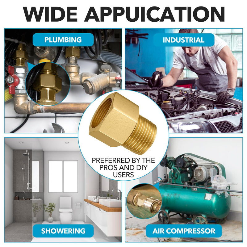 3PCS Brass Pipe Fitting, 1/2" Female x 1/2" Male NPT Thread Brass Hex, Adaptor 1200psi High Pressure 3PCS-1/2" Female x 1/2" Male