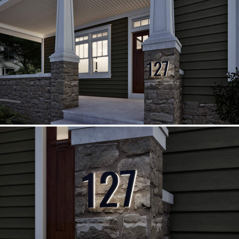 7 Inch LED House Numbers, ABS-Polymer, Premium Quality, Backlit LED 5000K Illuminated Home Address Number, Lighted House Numbers, Modern Address Numbers (1, Black) 1