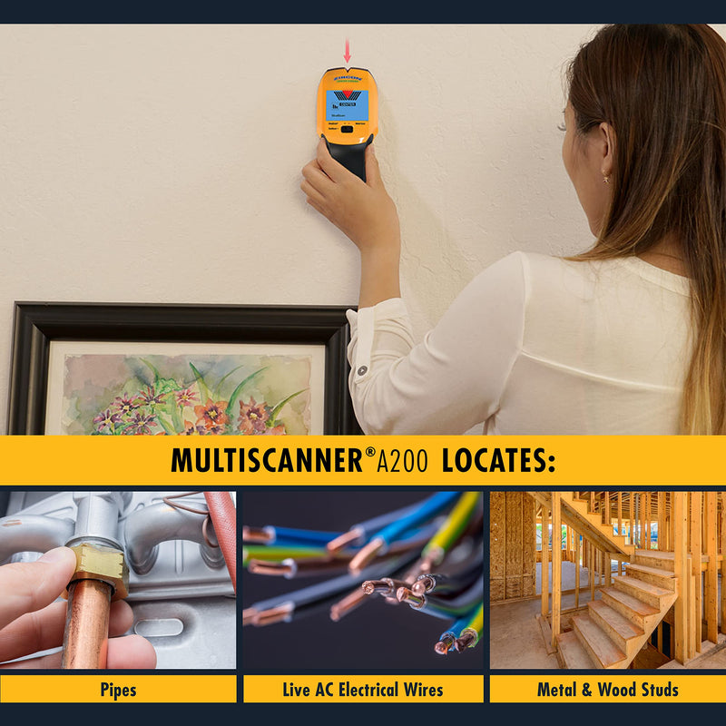 Zircon Multiscanner A200 Electronic Wall Scanner / Metal Detector/ Live AC Wire Detection With SpotLite Pointer Center Finding