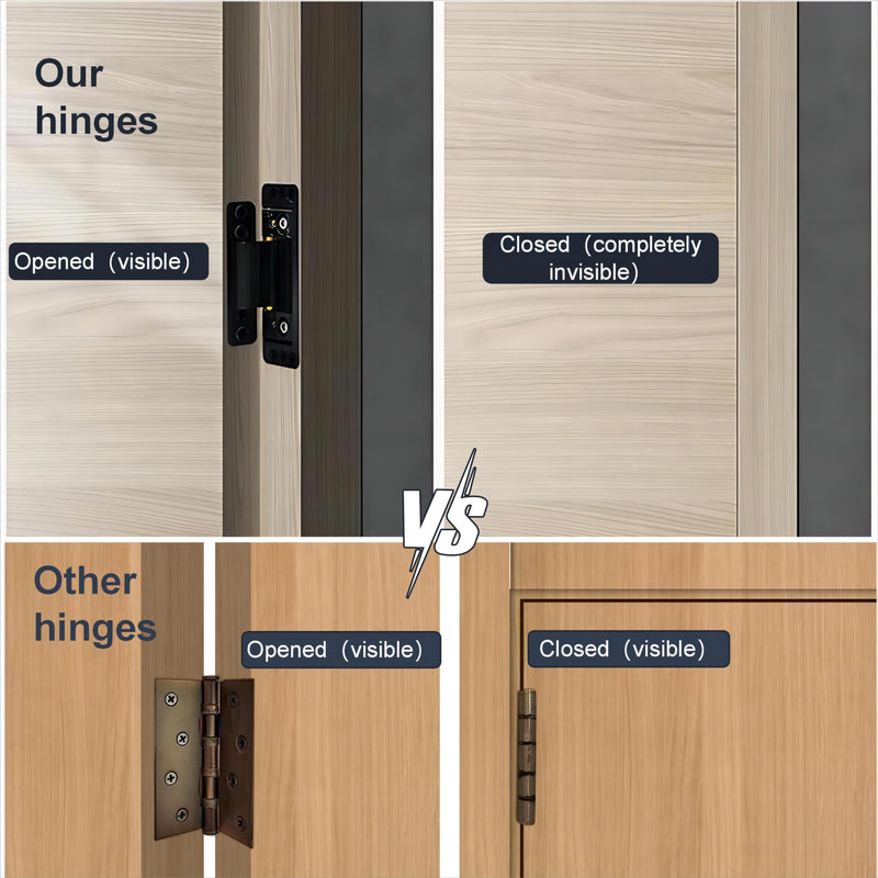Hidden Door Hinge，Ultra-Thin Hidden Hinges,Adjustable Butt Hinge,Silent Door Hinge,Heavy Duty Concealed Hinges for Secret Door，zinc Alloy,110 Open Degree，YCHE-02 YCHE-02