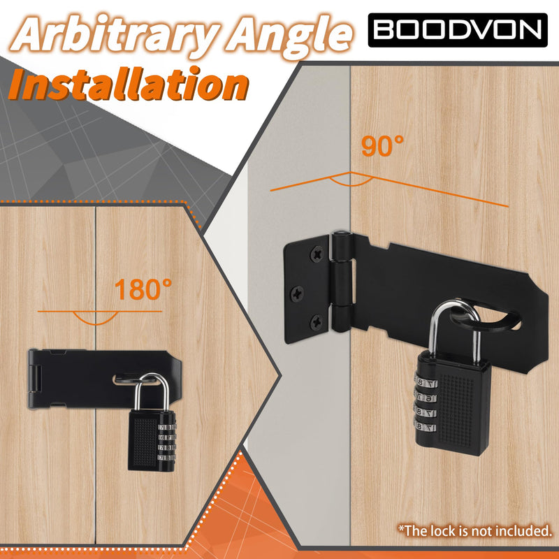 Door Lock Hasp Latch, Iron Safety Packlock Clasp Hasp Lock Latch, Extra Thick Gate Lock Hasp with Screws Brushed Finish 1 Pack(3 Inch) 3 Inch