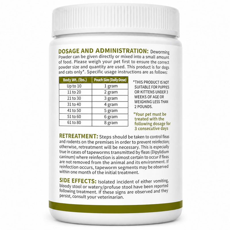 Dewormer Powder for Dogs and Cats,4 Way Broad Spectrum Wormer with Praziquantel, Pyrantel Pamoate & Febantel, Safe for 4 Weeks and Older