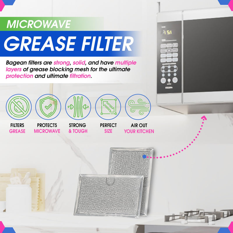 Microwave Filter Replacement 5.12” x 7.64” Fits Frigidaire 5304464105 WB06X10608 GE Microwave Filter - Aluminum Mesh Screen Grease Filter - Filters Air Entering Over the Range Oven Vent Fan (2-Pack) 2