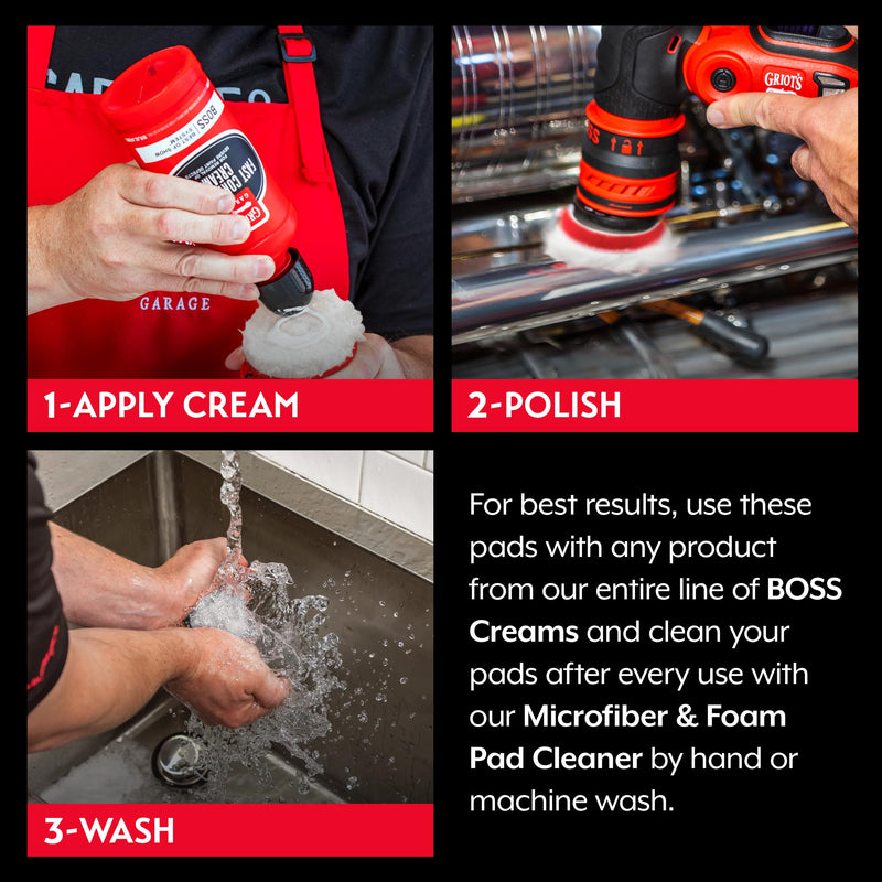 Griot's Garage BOSS 2” Microfiber Pads for Car Polishing and Detailing, Buffing Pads for Moderate and Severe Scratch Removal, Set of 4 2 Inch Pads (Set of 4)