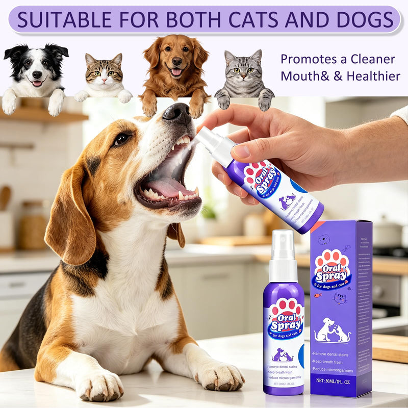 Pet Oral Spray, Pet Dental Care Spray, Teeth Cleaning Spray for Dogs and Cats, No Brushing, Easy to Use(2Pcs)