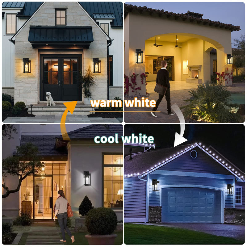 Solar Wall Lights Outdoor, Solar Wall Sconce with 3 Lighting Modes & Motion Sensor, Waterproof Porch Light with Clear Panel for Garage Porch Yard Front Door 5.8 x 5.8 x 13.58 in Black-1Pack