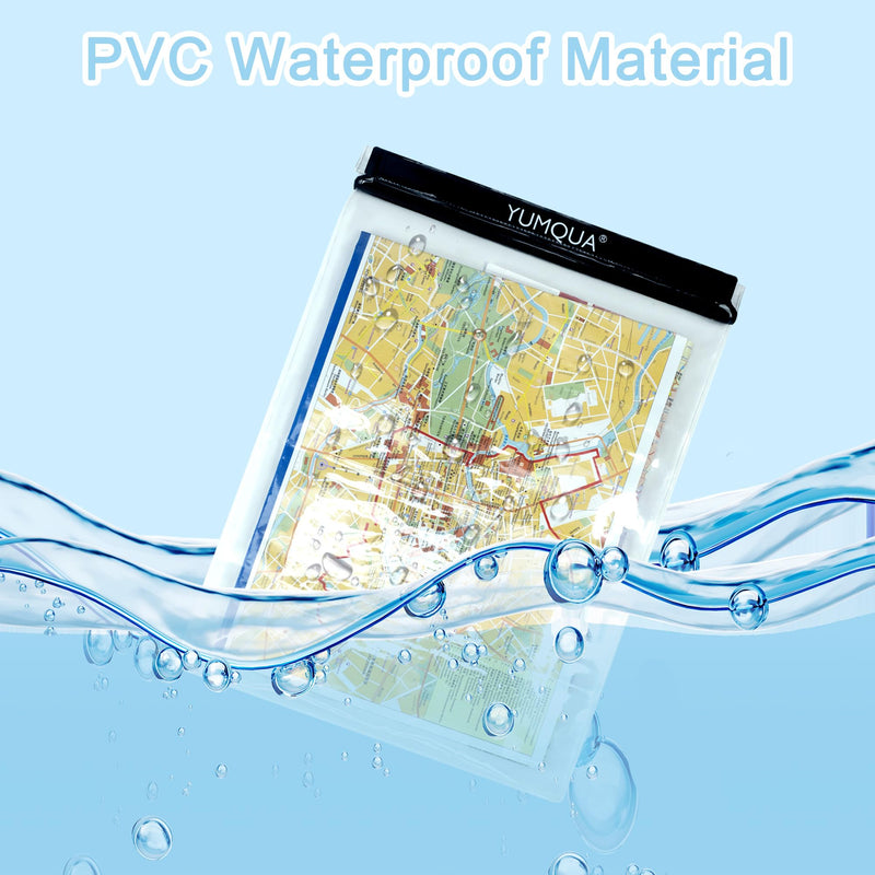 YUMQUA Waterproof Bags Large Size 3 Pack, Clear Watertight Pouch Holder for Document Map Camera Mobile Phone Car Key, fits Kayaking Boating Hiking Water Sports Black
