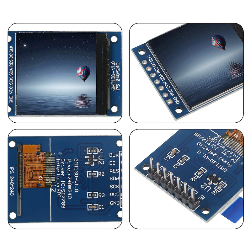 2pcs 1.3" SPI TFT LCD Display Screen Module ST7789 240x240 TFT LCD Screen Shield 3.3V 65K Full Color 51 STM32 for Arduino