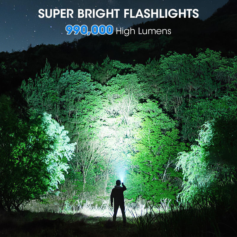 3 Pack Rechargeable Flashlight High Lumens - 99,000LM Super Bright LED Flash Light for Home with 5 Modes, Powerful Waterproof Handheld Flashlight for Camping Emergencies (L-3P) L-3P