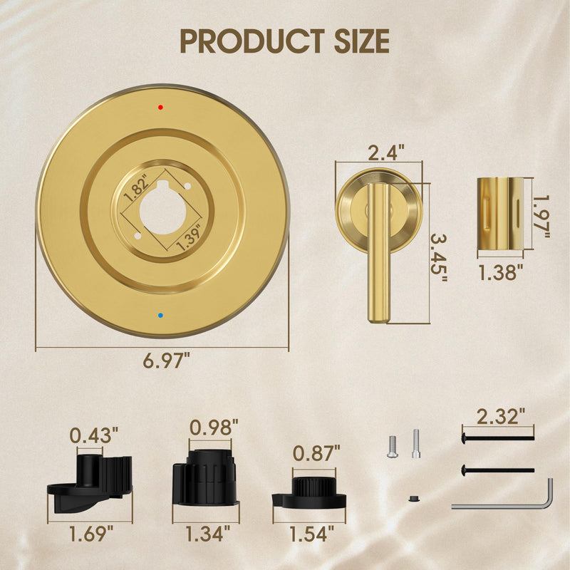 Brushed Gold Shower Trim Kit for Moen T2901 Handle, Compatible with Moen 2510/2520/2570/2590 Pressure Balanced Valve Series, Fix Wobbly Handle for Bathroom Renovation