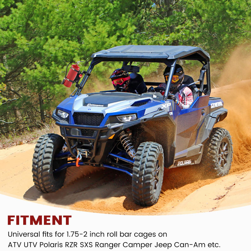 UTV Fire Extinguisher Mount Kit - Quick Release Fire Extinguisher Mounting Bracket Adjustable 1.75'' to 2'' Roll Bar Aluminum Alloy Heavy Duty for Polaris RZR Ranger Can-Am Maverick ATV Style 2