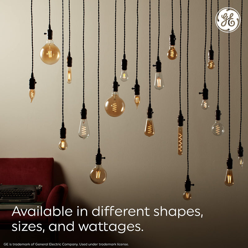 GE Vintage Style LED Light Bulbs, 60 Watt, Amber Finish, ST19 Edison Style Bulbs (6 Pack) 25 Watt 1 Count (Pack of 1)