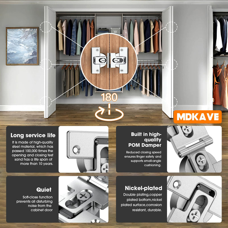 Bifold Hinges,Bifold Door Hinges,Folding Door Hinges,Folding Hinges,Bifold Cabinet Door Hinge,Double Cup Concealed Hinge for Cabinets,Closet and Furniture（6 Pack） 1