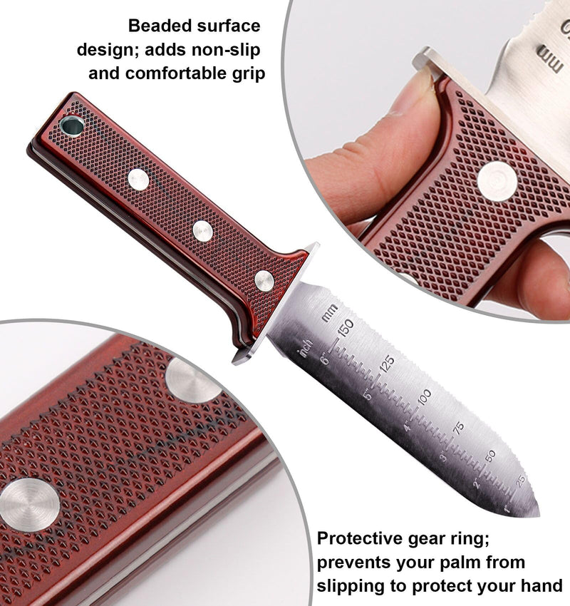Gardening Hori Hori Garden Knife - Gardening Knife,Soil Knife, Serrated Side Weeding Knife,Digging Knife,Garden Knives With Sheath,Full Tang Hori Hori Knife silver 01