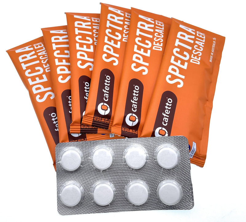 Cino Cleano Espresso Machine Cleaning and Descaling Bundle of 8 Tablets and Box of 6 Spectra Sachets for all Breville Machines (8 Tablets and 6 Sachets) 8 Tablets and 6 Sachets 1