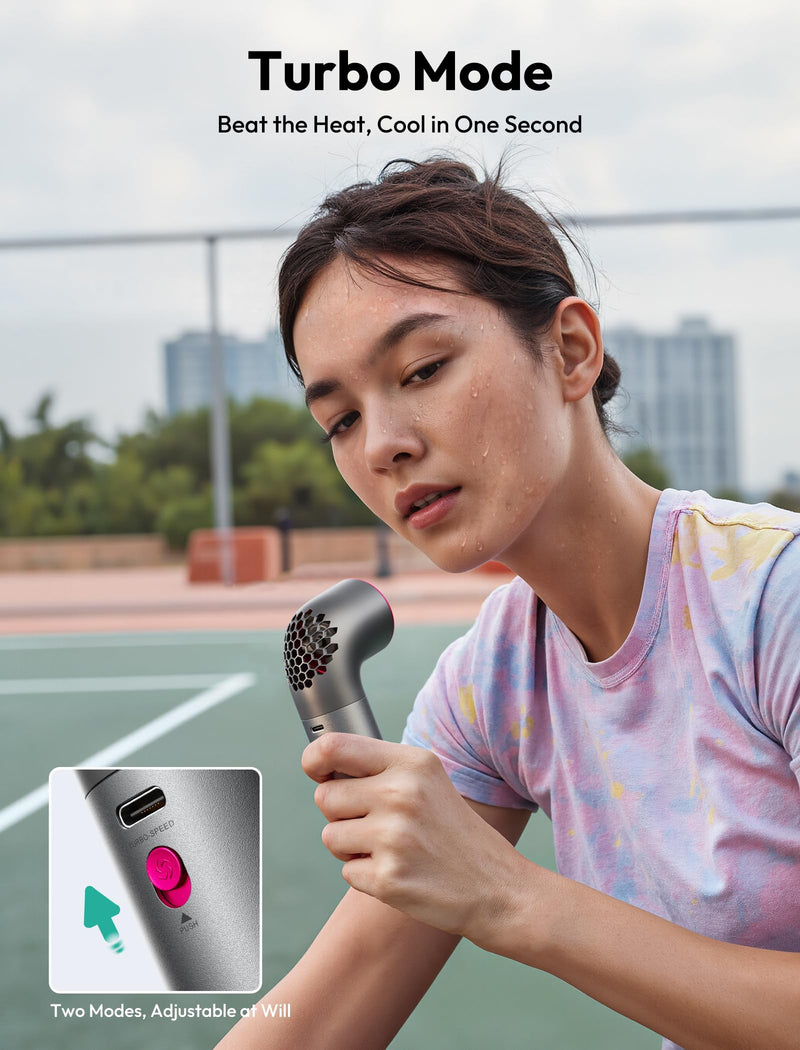 Aecooly Portable Handheld Fan, Powerful Turbo Air Tube Fan, 19000 RPM High Speed Aero Ultra, 15H Max Cooling Time, 7 Speeds Aluminum Case, Mini Pocket Design, for Travel Beach Outdoor Activities -Grey Aero Ultra 4500mAh Grey&Purple