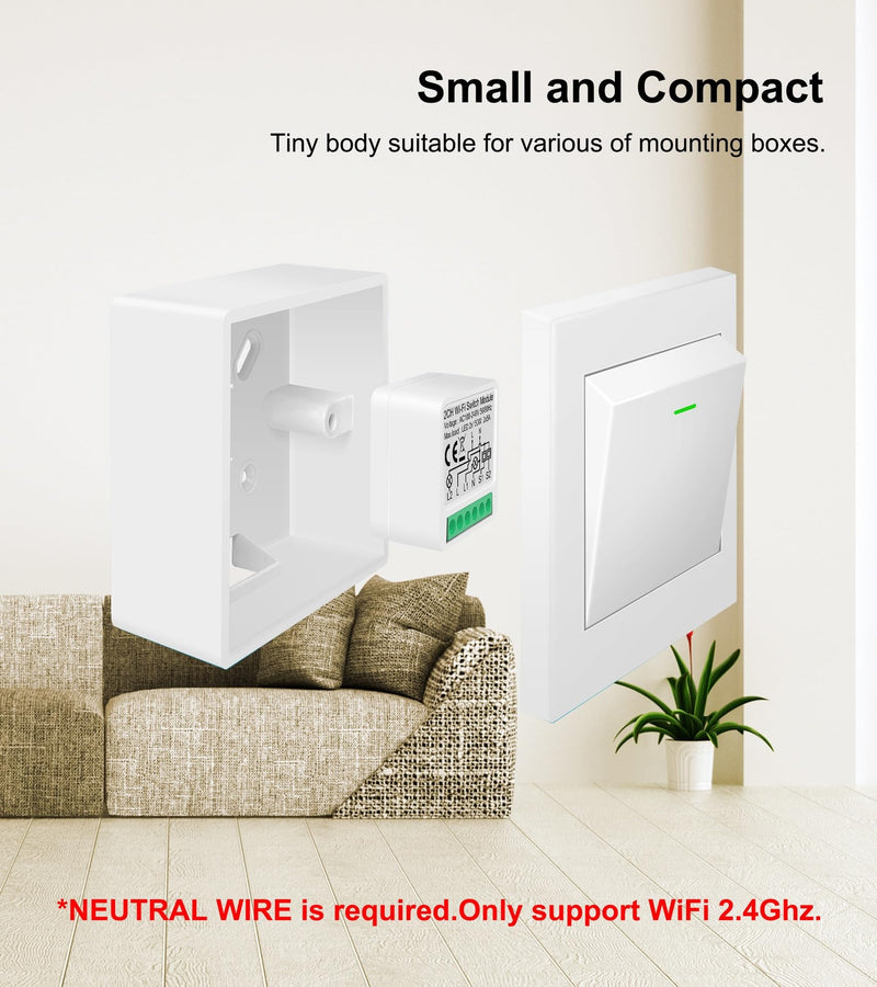1CH Dry Contact WiFi Relay Switch Module,DC 12/24V AC 100-240V,Tuya Smart Life app,Work with Alexa,Google Home