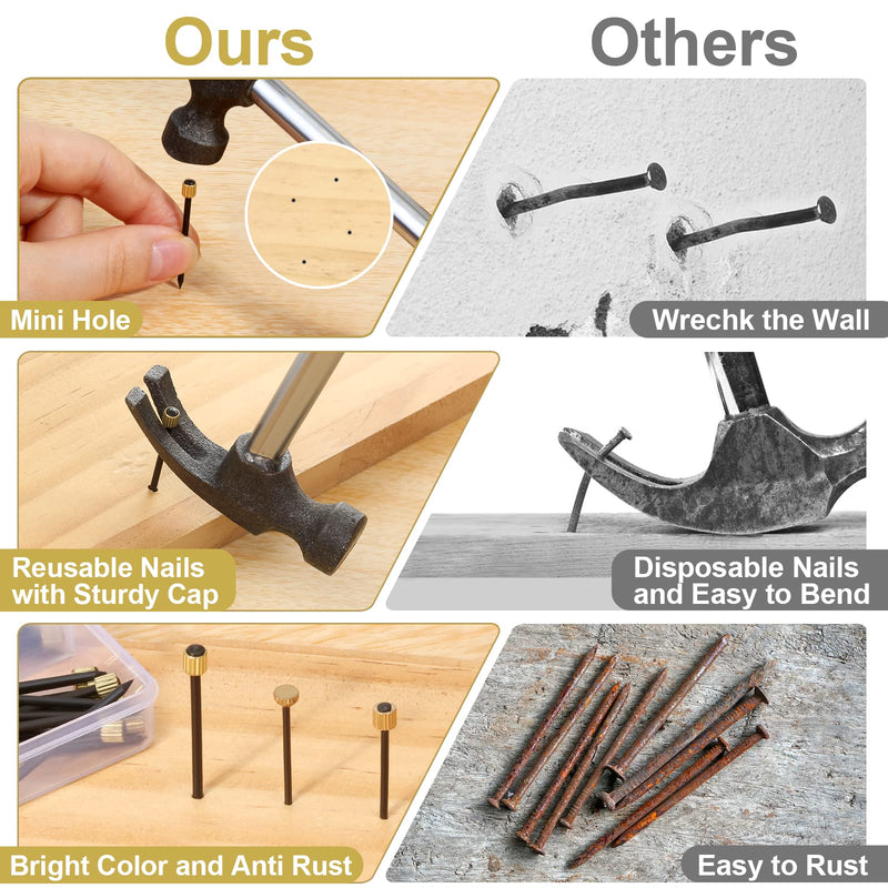 90PCS Picture Hanging Nails, 3 Sizes Wall Decorative Nails for Hanging Pictures Frame Kit Hanging Hardware Tool Hangers for Claw Drywall Nails (Small Medium Large Nails) Picture Hanging Nails Kit