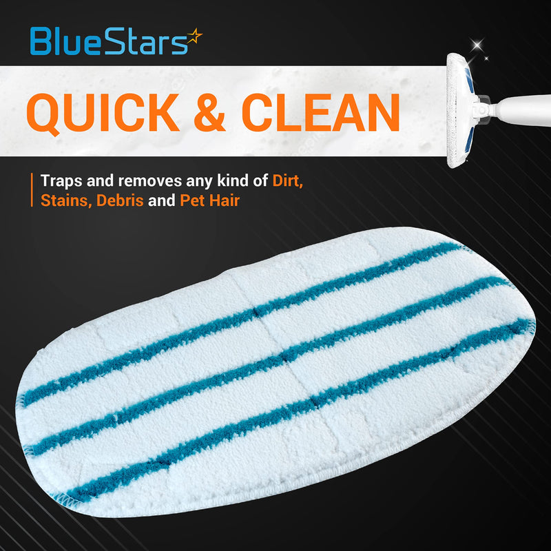 BlueStars 10-Pack Microfiber Steam Mop Pads for PurSteam ThermaPro 10-in-1 Steam Mop – Washable, Reusable Replacement for ThermaPro 211 Steam Mop Cleaners 10 Packs Stripped Pads