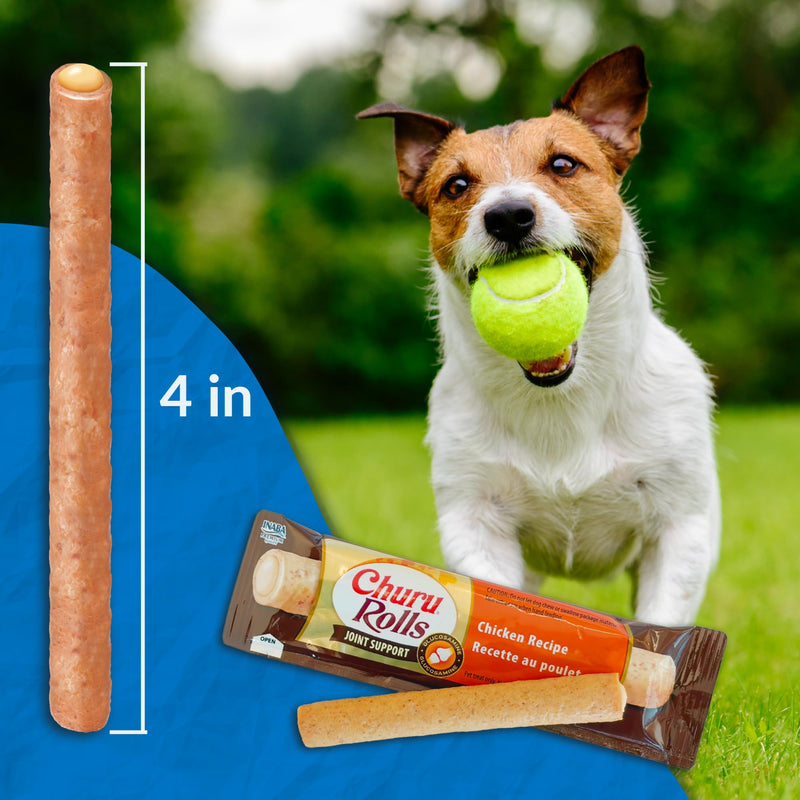 INABA Churu Rolls Joint Support for Dog, Functional Lickable Dog Treat with Taurine & Green Tea Extract, 1.26oz Each, 18 Tubes Total, Chicken Recipe