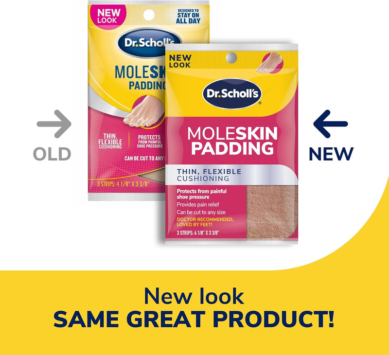 Dr. Scholl's Moleskin Plus 4 5/8-Inch X 3 3/8 Inch Padding, 3 Count Package