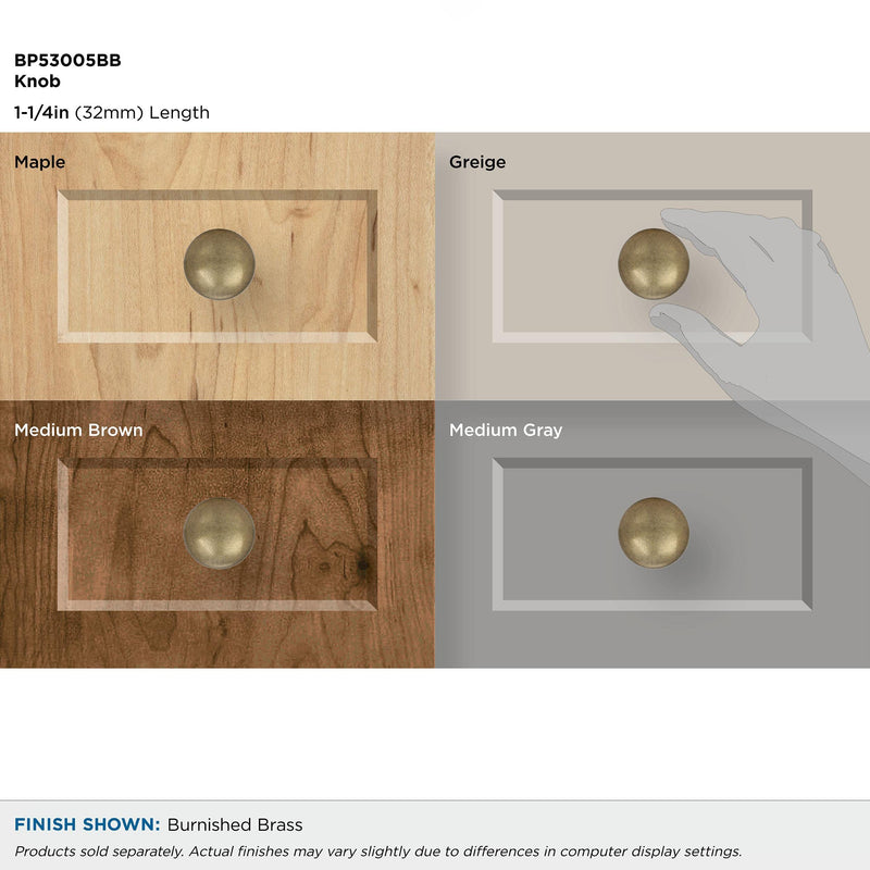 Amerock | Cabinet Knob | Burnished Brass | 1-1/4 inch (32 mm) Diameter | Edona | 1 Pack | Drawer Knob | Cabinet Hardware Pack of 1