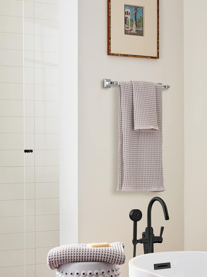Amerock BH36063C26 | Clear/Chrome Towel Bar | 18 inch (457 mm) Center-to-Center Towel Rack | Glacio | Bathroom Towel Holder | Bathroom Hardware | Bath Accessories
