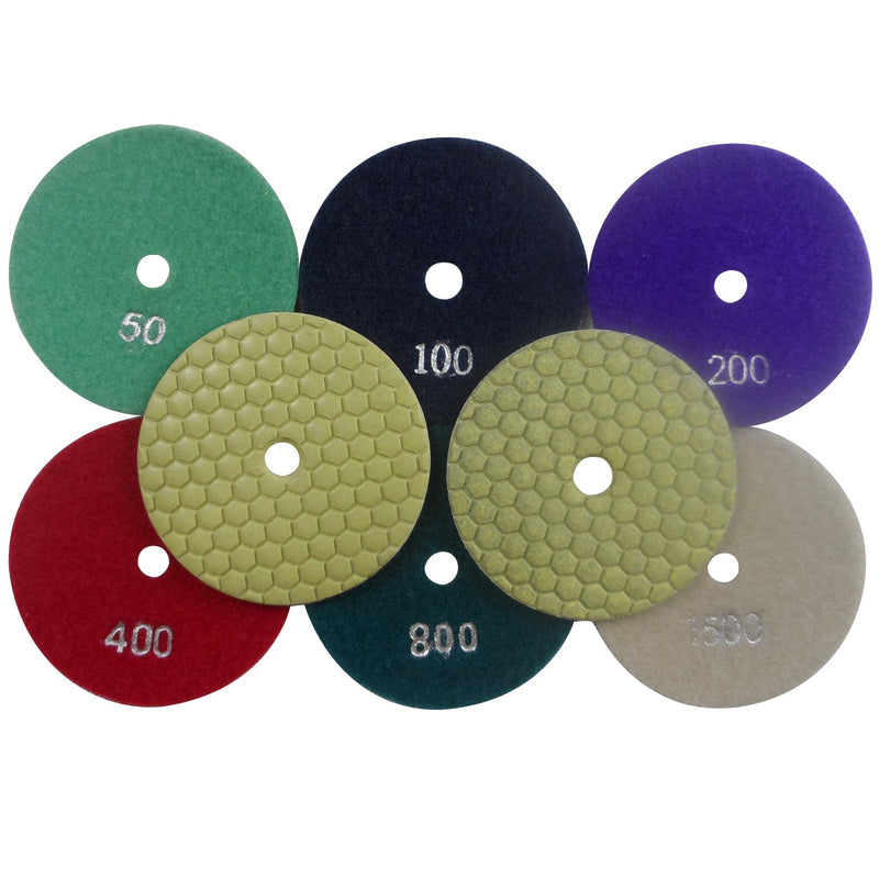 4 Inch 6-Step Dry Diamond Polishing Pads for Granite Stone Concrete Marble 6 Piece Set