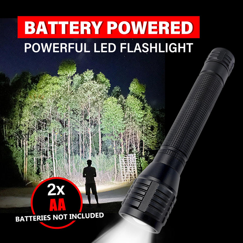 High Lumens Zoomable LED Flashlight, 3 Modes, AA Battery Powered – Powerful for Camping, Outdoor, and Emergency Use,2-Pack 3-Mode