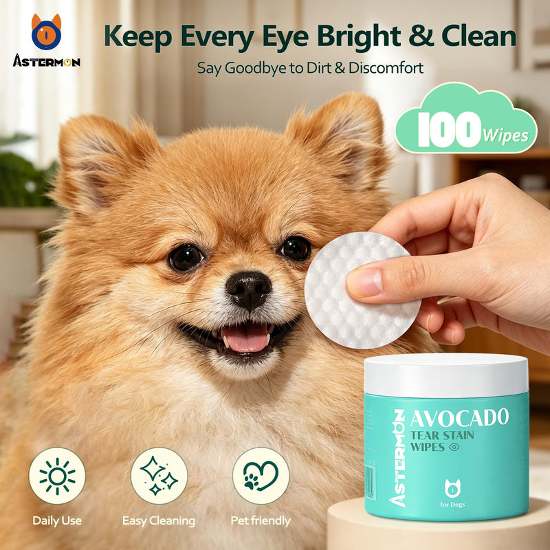 Dog Wipes, Pet Wipes for Dog Eyes Care, Disposable Round Dog Cleaning Wipes, 100 Count Hypoallergenic Puppy Wipes, Gentle Cleaning & Hydrating Wipes for Dogs