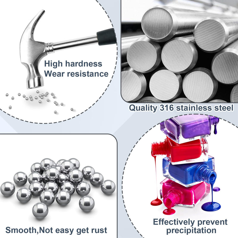 OIIKI 125 PCS Paint Mixing Balls, 316 Stainless Steel Ball for Mixing Paint, 0.16 Inch / 4 mm Nail Polish Bearing Balls, Replacement Balls for Mixing Model Paints