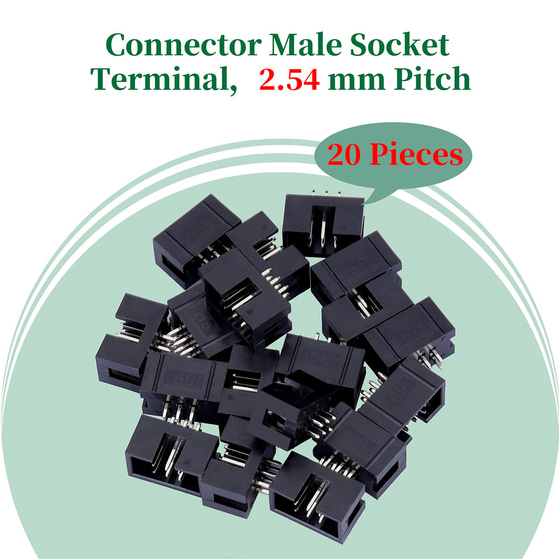 20 Pieces IDC 2 * 3 Double Row 2.54 mm Pitch JTAG ISP 6-Pin Straight Pin in-line Box Header Connector Adapter Cable Male Socket Terminal for PCB Electronic Equipment Projects. 2.54 mm Male Socket Terminal
