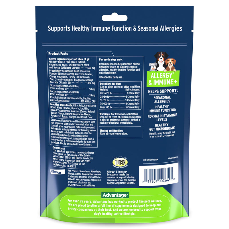 Bundle of K9 Advantix II Large Dog | 2-Mo Supply + Pet Protect Allergy* + Immune+ Seasoderm™ | 60 Count