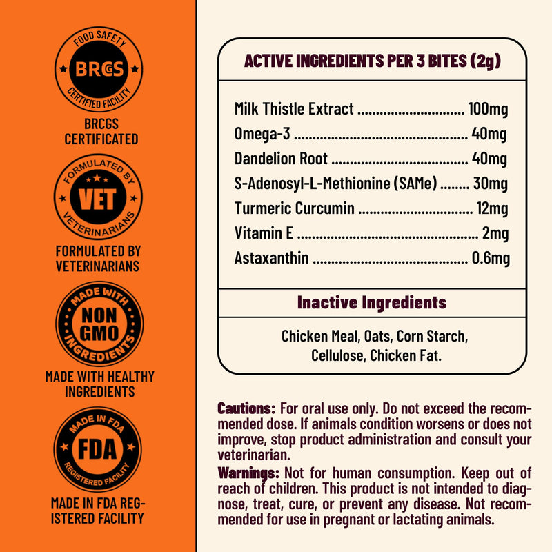 Liver Support for Dogs – Milk Thistle (with Natural Silymarin), Same, Turmeric (with Curcumin) for Liver Health, Antioxidant, Immune & Digestive Support & Gut Health - 330 Chews