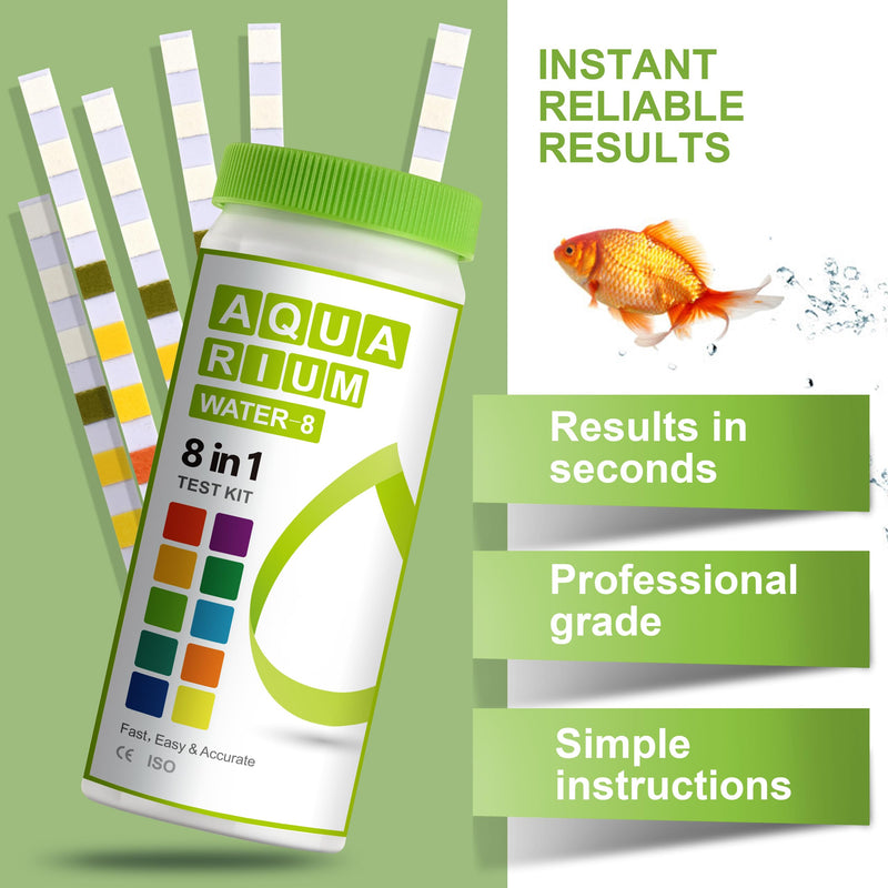 AAwipes 8-in-1 Aquarium Test Kit for Fish Tanks - Quick & Accurate Water Testing Strips for Aquariums & Ponds. Tests pH, Ammonia, Alkalinity, Hardness, Chlorine, etc. (K02-50) 50 Strips