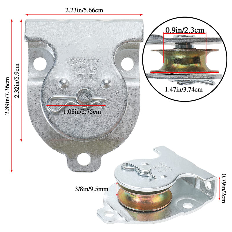 Ceiling Mount Single Pulley 1-1/2 Inch Wall Mount Pulley Ceiling Pulley for 3/8" Wire or Rope, 4 Packs (1)