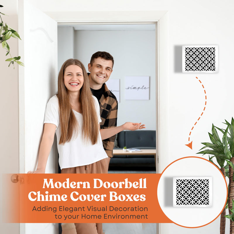 Doorbell Chime Cover Box Only, Aesthetic Wooden Door Bell Chime Box Design Cover for Home Upgrades, Easy Install Decorative Doorbell Cover Box Only, Universal Fit Door Bell Cover, White