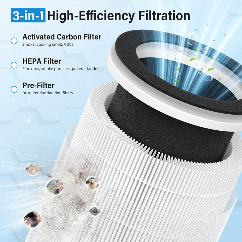 2 Pack HAP609 Air Filter Replacement for ECOSELF HAP609 Air Purifier