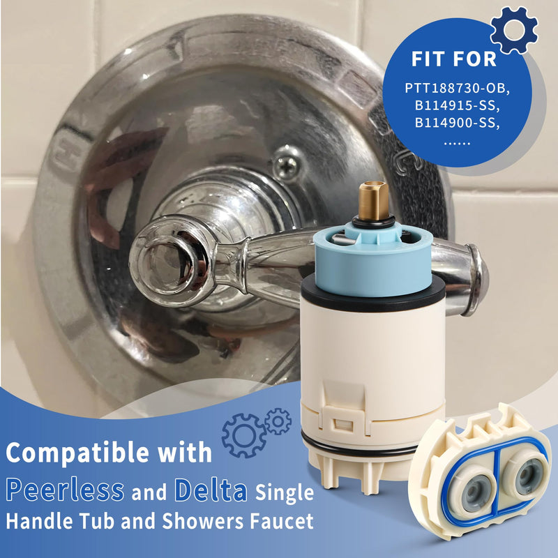 Dreyoo Single Function Pressure Balance Cartridge Replacement for RP70538/RP73625, Shower Cartridge Compatible with Peerless/Delta Single Handle Tub/Showers Faucet (Check Valve Included) (1 Pack) 1