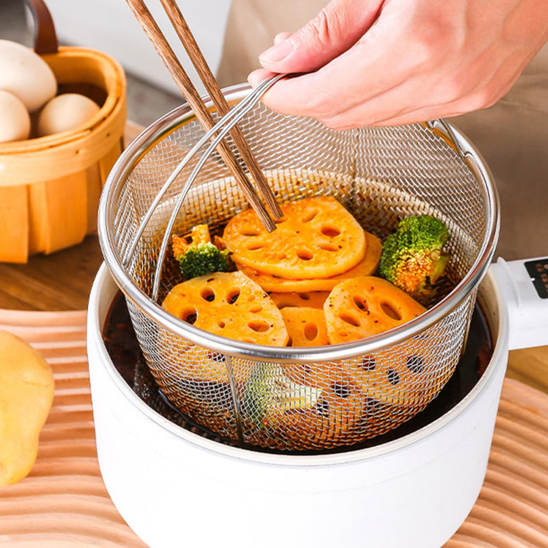 Mesh Steamer Basket for Sturdy Stainless Steel Steamer Insert Basket, Mesh Net Strainer and Insert for Pressure Cookers and Pots for Washing Fry Steam (7.8in)