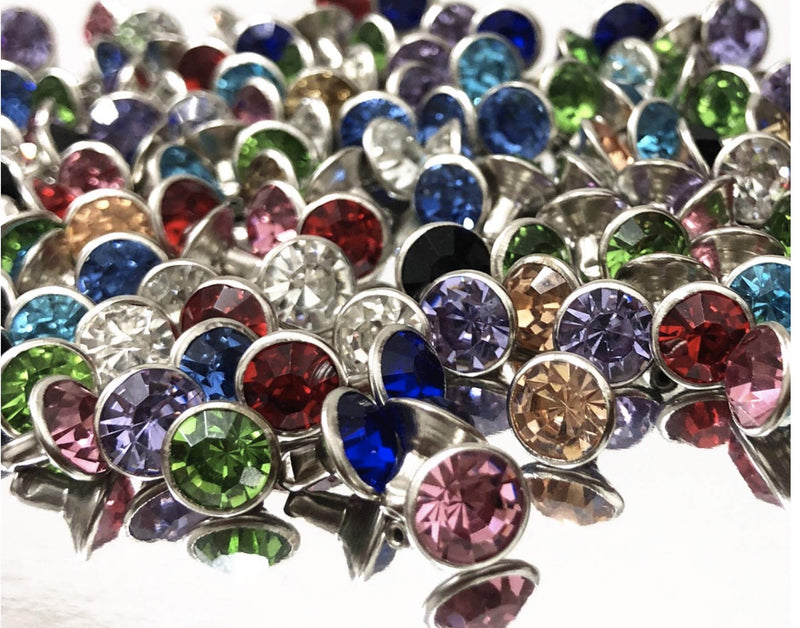 100sets 8mm Mixed Colors Rhinestone Rivets Studs Nailhead Rock Biker Punk DP223