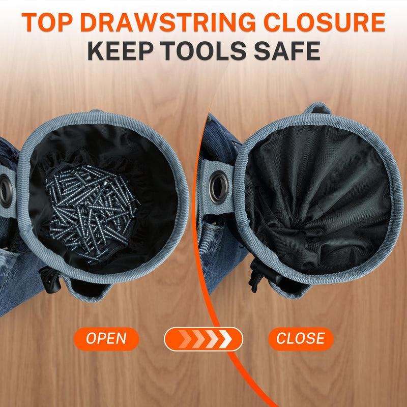 MELOTOUGH Tool Pouch Multi-Pack | Screw, Nail & Bolt Bag Set in 2 Sizes | Clip-On for Tool Belt & Vest | 1, 2 & Combo Pack, 600D Nylon Mixed 2 Pack