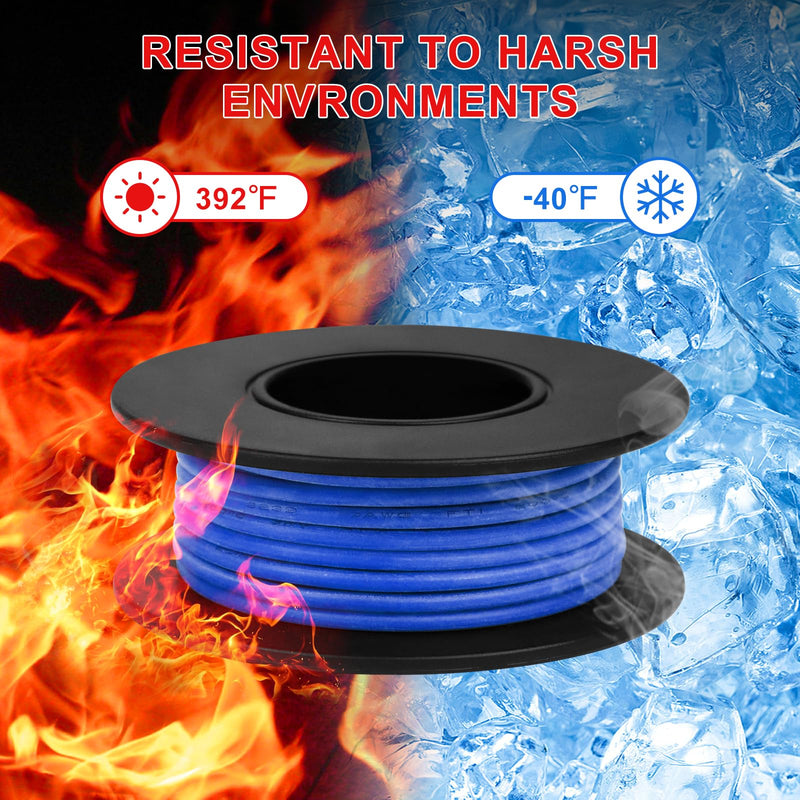 22 AWG Stranded Wire Spool, 16.5ft Each in 8 Colors - Silicone Electrical Tinned Copper Wire, 22 Gauge Flexible Hook Up Wire Kit for DIY, Automotive, Home, and Power Wiring 22AWG